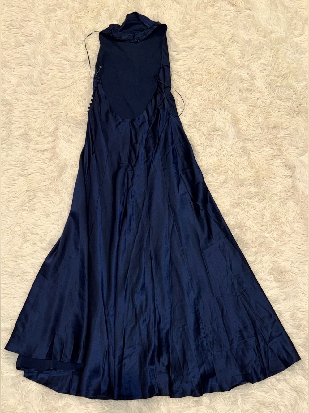 NEW Reformation Kaylah Silk Halter Navy Blue Dress sz 8 - Picture 3 of 8